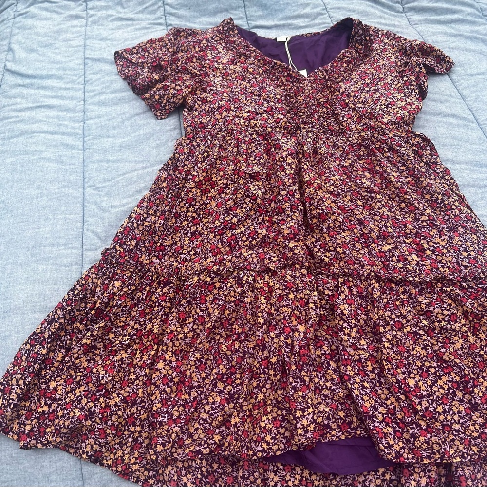 NWT Sundance Purple/Mulberry Floral Flowy Boho Dress Size Petite Large